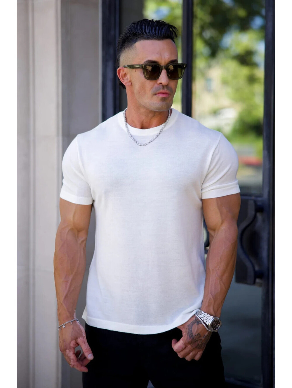 YoungLA- Large- 4331 - Merino Wool Tees - White